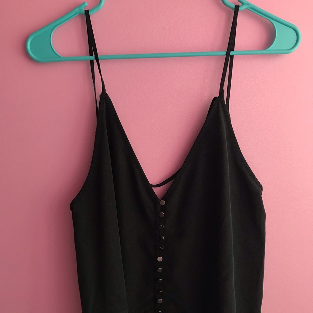 Black Free People tank top with front buttons